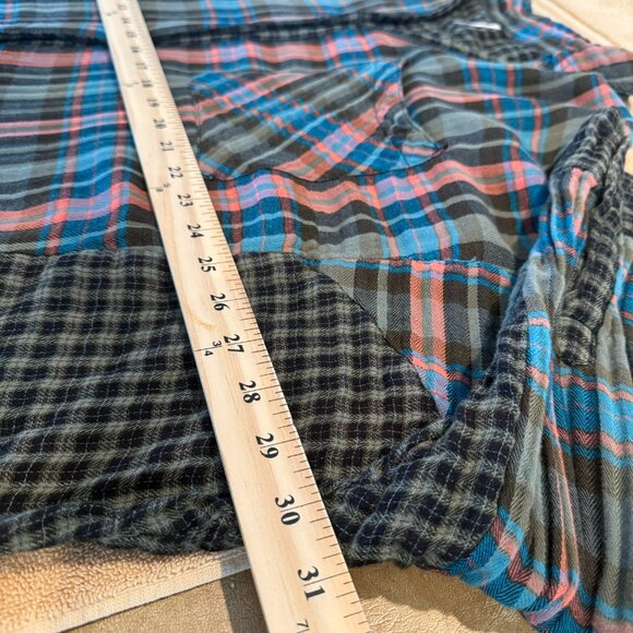 Free People One of the Guys Plaid Button Down, Green Combo, size M - Picture 5 of 9